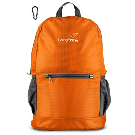 Going Places Packable Travel Backpack; Durable Double-Layer Bottom; Small & Light 20L Daypack Easily Foldable Into Attached Pouch; Water Resistant; Hiking, Disney, Camping, Cruises, Planes, Cycling