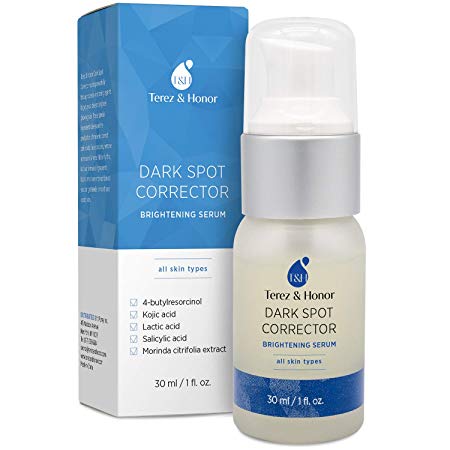 Terez & Honor Dark Spot Corrector, With 4-Butylresorcinol (safer and better than 2% Hydroquinone), Brightening Serum For Face and Body - Also With Kojic Acid, Sodium Hyaluronate, etc, 30ml