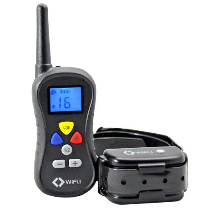 WIFLI® Rechargeable Waterproof 450 Yards Remote Dog Training Shock Collar - E-Collar Has 3 Training Modes, Beep/Vibration/Shock - 16 Stimulation Levels For Behavior Correction - Fits Dogs 10lbs-200lbs