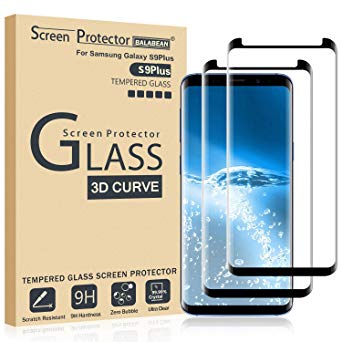 (2 Pack) Galaxy S9 Plus Screen Protector 3D Curved Glass, [Case Friendly] [Bubble Free] Ultra Thin HD Clear 9H Hardness Anti-Scratch Crystal Clear Screen Protector for Samsung Galaxy S9 Plus (NOT S9)