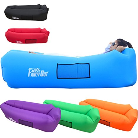 Fancy Out™Fast Inflatable Pouch Couch Portable Waterproof Nylon Air Lounger with Travel Bag for Camping, Hiking, Entertainment