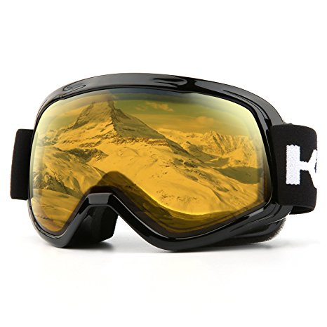 Ski Goggles, Snow Goggles Snowboarding Over Glasses Goggles for Men, Women, Youth or Kids - UV400 Protection and Anti-Fog - Double Grey Spherical Lens for Skating Skiing