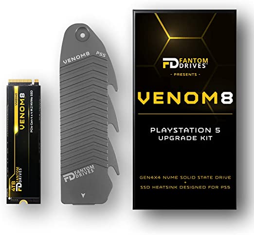 Fantom Drives 4TB NVMe Gen 4 M.2 SSD Upgrade Kit for Playstation 5 - VENOM8 PS5 Solid State Drive with Heatsink - 3D NAND TLC Internal Drive - Transfer Speed up to 7400MB/s (VM8X40-PS5)