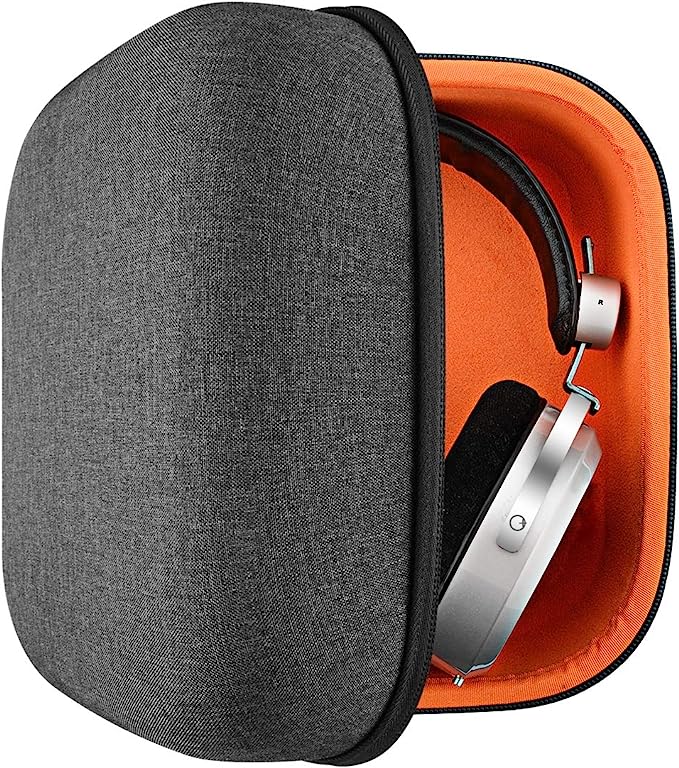 Geekria Shield Case for Large-Sized Over-Ear Headphones, Replacement Protective Hard Shell Travel Carrying Bag with Cable Storage, Compatible with HiFiMAN HE 400i, Grado PS1000e (Dark Grey)