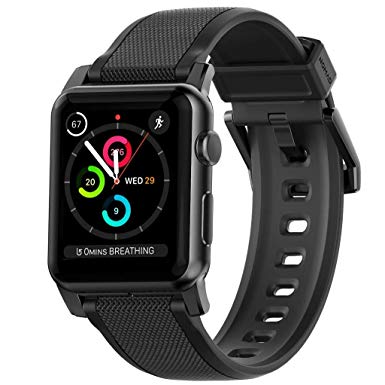 Nomad for Apple Watch 42 MM Vulcanized LSR Silicone Strap Band with Stainless Steel Lugs - Black