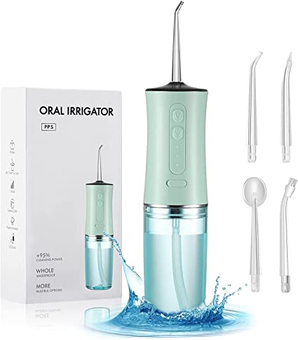 MuralMax Water Flosser Teeth Cleaner Cordless, Professional 300ML Water Dental Flosser Oral Irrigator with 4 Replaceable Jet Tips for Home Travel Braces Bridges Care IPX7 3 Modes Teeth Cleaner