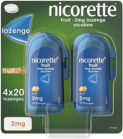 Nicorette Fruit 2mg Fruit Lozenge, 4x 20 pack (Quit Smoking & Stop Smoking Aid)