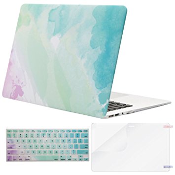 Mosiso Plastic Pattern Hard Case with Keyboard Cover with Screen Protector for MacBook Air 13 Inch (Model: A1369 and A1466), Rainbow Mist