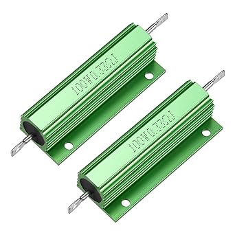 uxcell® 2 Pcs Aluminum Case Resistor 100W 0.33 Ohm Wirewound Green for LED Replacement Converter 100W0.33RJ