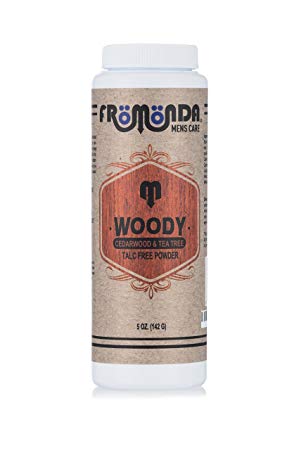 Fromonda Woody Talc-Free Body Powder, 100% Natural Ingredients, Cedarwood & Tea Tree Scent, 5 oz