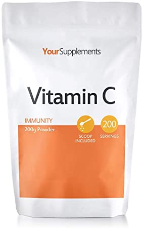 Your Supplements – Vitamin C Powder – Ascorbic Acid – 100% Pure British Pharmaceutical Grade – Non-GMO (200g Ascorbic Acid)