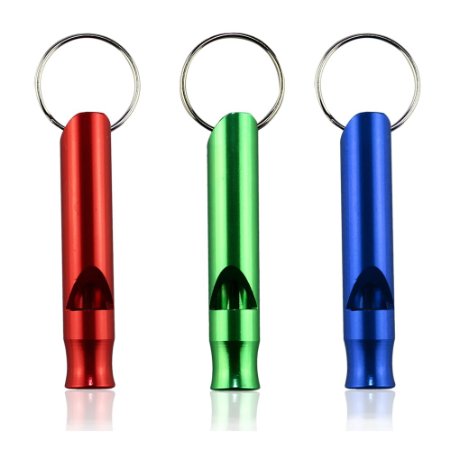 ZITRADES 3pcs Emergency Hiking Camping Survival Aluminum Whistle Key Chain With Red/Green/Blue Color BY ZITRADES