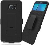 Galaxy Note 5 Case Stalion Secure Holster Shell and Belt Clip Kickstand Combo Jet Black for Samsung Galaxy Note 5 - TPU Shockproof Protection