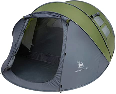 Weanas Easy Pop Up Tents, Instant Automatic 4 Person Family Camping Tents Easy Quick Setup Dome Popup Tents for Camping, Hiking and Traveling with Carrying Bag