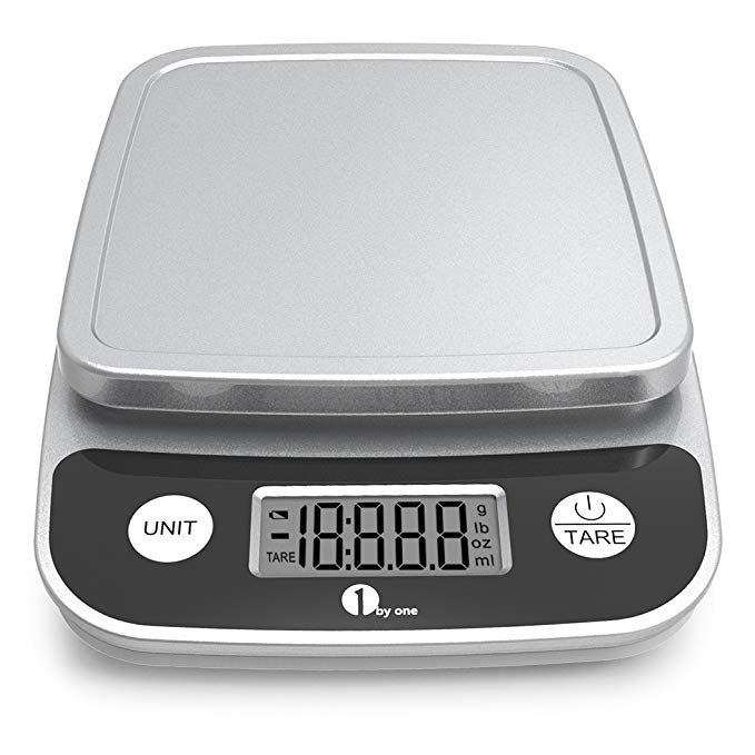 1byone Digital Kitchen Scale Precise Cooking Scale and Baking Scale, Multifunction with Range From 0.04oz (1g) to 11lbs, Elegant Black