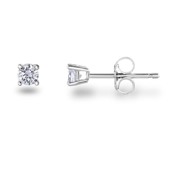 SPOIL CUPID Rhodium Plated 925 Sterling Silver AAA CZ Simulated Diamond Basket Prong Set Stud Earrings