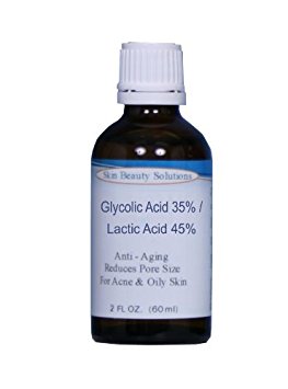 (2 oz / 60 ml) GLYCOLIC 35% / LACTIC 45% Combination Acid Skin Chemical Peel Unbuffered - Alpha Hydroxy (AHA) For Acne, Oily Skin, Scars, Wrinkles, Blackheads, Large Pores & More
