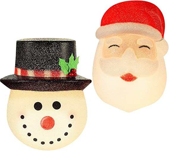 2 Pieces Christmas Cute Snowman and Santa Porch Light Cover Christmas Outdoor Decoration Flexible Weather-Resistant Light Cover for Porch Light and Garage Lights