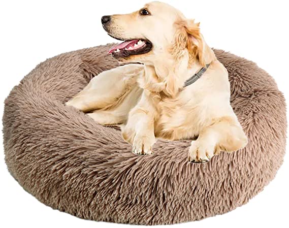 Calming Dog Bed Cat Bed,Washable Round Dog Bed - 23/30 inches Anti-Slip Faux Fur Donut Cuddler Cat Bed for Small Medium Large Dogs - Fits up to 25/45 lbs - Waterproof Bottom