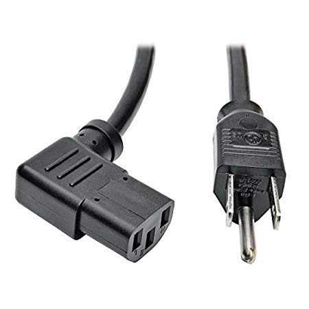 Tripp Lite Standard Computer Power Cord, 10A, 18AWG (NEMA 5-15P to Right Angle IEC-320-C13) 10-ft. (P006-010-13RA)