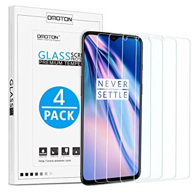 OMOTON [4 Pack Screen Protector Compatible with OnePlus 7T, Tempered Glass with [Ultra Clear] [9H Hardness] [Sensitive Touch] [Reduce Fingerprint] [Bubble Free]