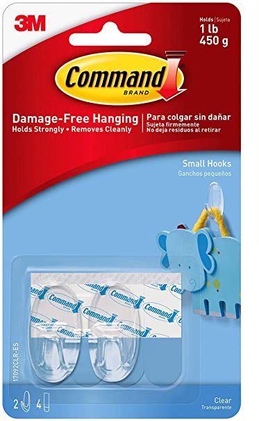 Command 1 lb Capacity Oval Hooks, Indoor Use, Small (17092CLR-ES)