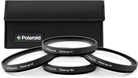 Polaroid Optics 37mm 4-Piece Filter kit Set for Close-Up Macro Photography; Includes  1,  2,  4 &  10 Diopter Filters & Nylon Carry Case – Compatible w/ All Popular Camera Lens Models