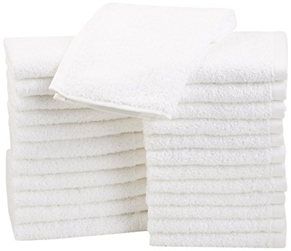 Washcloths (24 Pack, 12 x 12 Inch) 100% Cotton Wash Cloth Multi-Purpose Highly Absorbent Extra Soft Face, Hand, Gym, Spa Wash Cloths By Alurri (24, White)