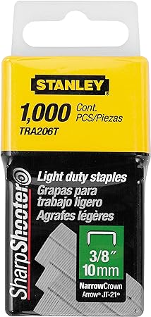 Stanley Tra206T 3/8 Inch Light Duty Staples, Pack of 1000(Pack of 1000)