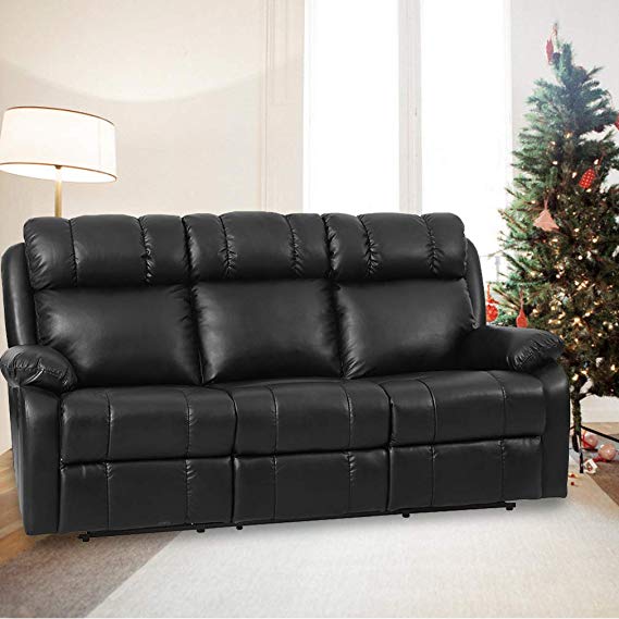 FDW Recliner Sofa Living Room Set Leather Sofa Recliner Couch Manual Reclining Sofa and Sofa (3 Seater) for Home Furniture