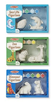Melissa & Doug Decorate-Your-Own Figurines Craft Kit Sets: Dolphin, Whale, Tiger, Giraffe, and Dinosaurs