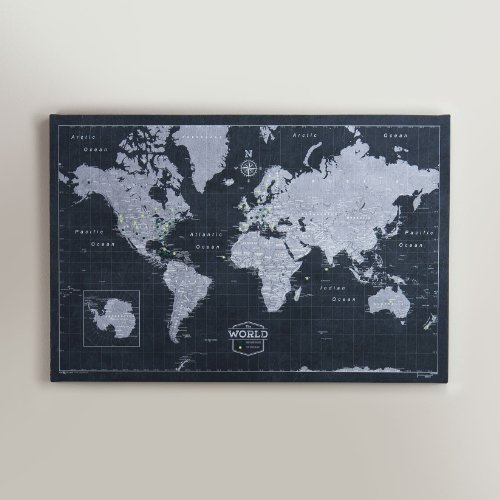 World Travel Map Pin Board - Modern Slate