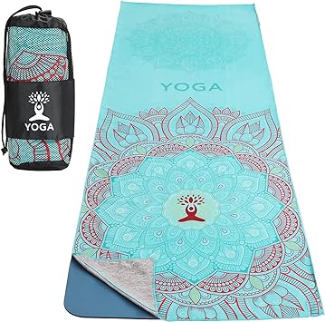 MoKo Yoga Towel, Non Slip Hot Yoga Mat Yoga Blanket Printing Pattern Quick Dry with Corner Pocket for Bikram, Pilates, Gym Workout, Outdoor Picnic, Lotus