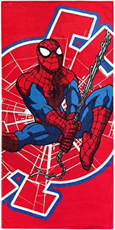 Jay Franco Marvel Spiderman Swing Around Kids Bath/Pool/Beach Towel - Super Soft & Absorbent Fade Resistant Cotton Towel, Measures 28 inch x 58 inch (Official Marvel Product)