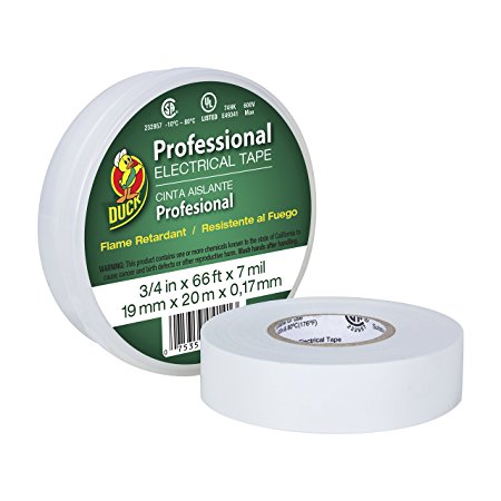 Duck Brand 300877 Professional Grade Electrical Tape, 3/4-Inch by 66 Feet, Single Roll, White