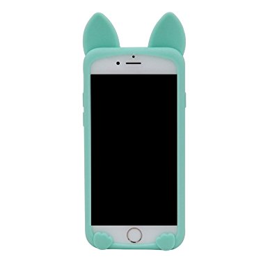 iPhone 6S Plus Case, MC Fashion KoKo Cat Cute 3D Cat Kitty Ears Protective Silicone Phone Case for iPhone 6S Plus & iPhone 6 Plus (Mint)