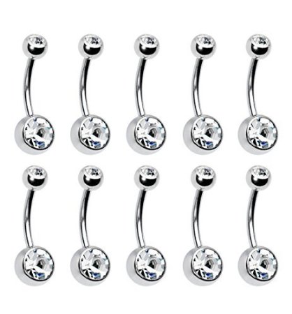 Coolrunner 14G Belly Button Ring Body Jewelry Piercing 10 Pack