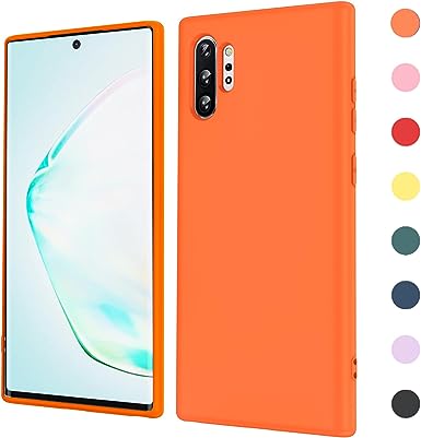 Note 10 Plus Case, Liquid Silicone Ultra Slim Shockproof Protective Case with Anti-Scratch Microfiber Lining, Soft Gel Rubber Case for Galaxy Note 10 Plus, Orange