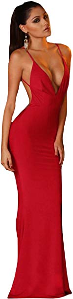 For G and PL Women Sexy Backless Strap Prom Grown Maxi Dress