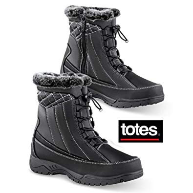 Totes Side Zip Plush Thermal Snow Boots - Outdoor Weather-Proof Winter Gear