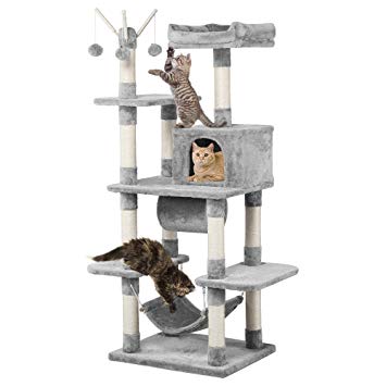 Yaheetech 62.2in Cat Tree Condo Furniture Kitten Activity Tower Pet Play House with Scratching Post Perches Hammock and Tunnel