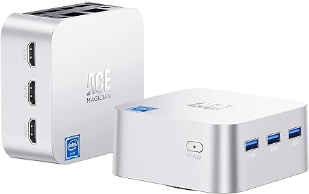 ACEMAGICIAN T8Plus Mini PC, 12th Gen Intel Alder Lake N95 (up to 3.40Ghz), 8GB DDR5 256GB M.2 SSD Mini Desktop PC with Dual Ethernet/4K HDMI*3, 2,4/5 G WiFi,BT4.2 for home theatre/office/school