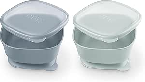 NUK for Nature Suction Bowl and Lid, Stormy Blue & Misty Meadow, 2 Pack