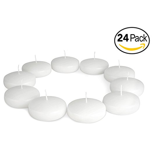 Royal Imports Floating Candles Unscented Discs for Wedding, Pool Party, Holiday & Home Decor, 3 Inch, White Wax, Bulk Set of 24 by