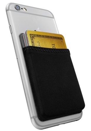 Silk Stick-on Phone Wallet - Sidecar Slim Expandable Credit Card Pocket - Fits iPhone and Android (Midnight Black)