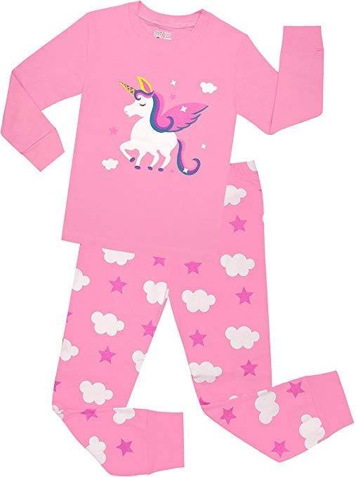 Little Girls Horse Pajamas Set Children Christmas PJs 100% Cotton Sleepwear Size 2 to 8 Years