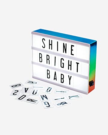 My Cinema Lightbox - The Mini Rainbow Color Changing Sign with 100 Letters and Symbols, 3 Modes- Pure White LED Light, RGB Color Change and Freeze, with Letter Storage, Battery or USB (A5 8x6 Rainbow)