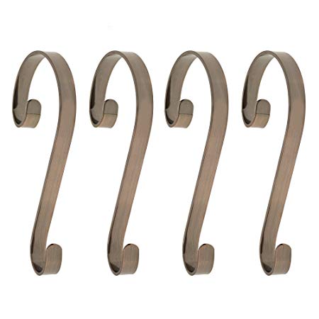 Haute Decor Stocking Scrolls 4-Pack Stocking Hanger Set (Oil-Rubbed Bronze)