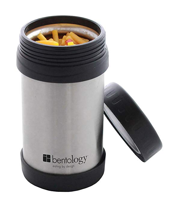 Bentology Stainless Steel Vacuum Insulated Food Jar - 17 oz Black - Large Lunch Jar for Soup and more - Contains No Phthalates, BPA, or PVC