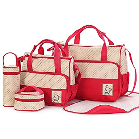 TechnoTec Multi-Function Baby Diaper Nappy Bag/Mummy Changing Set Handbag (Red)